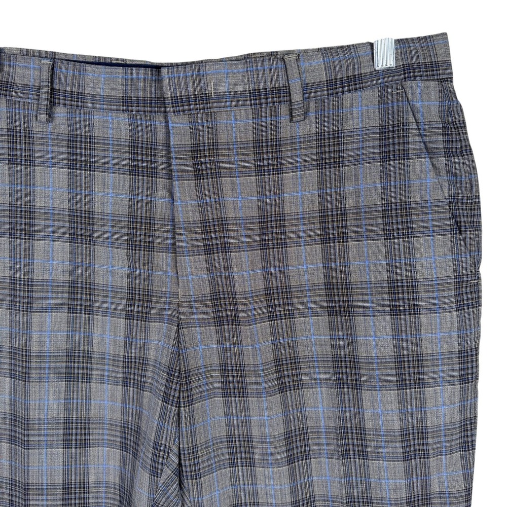 Murano Alex Fit Dress Pants Men 34x32 Grey Plaid Ultimate Modern Comfort Stretch